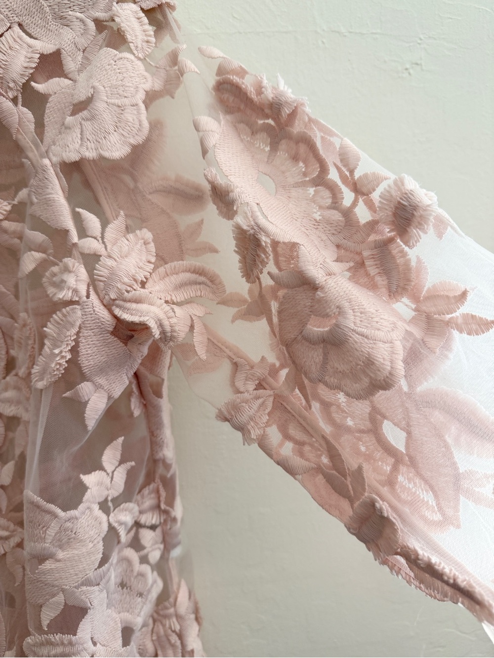 T Tahari Pink Sheer Floral Embroidered Bomber Jacket size S - Picture 3 of 5